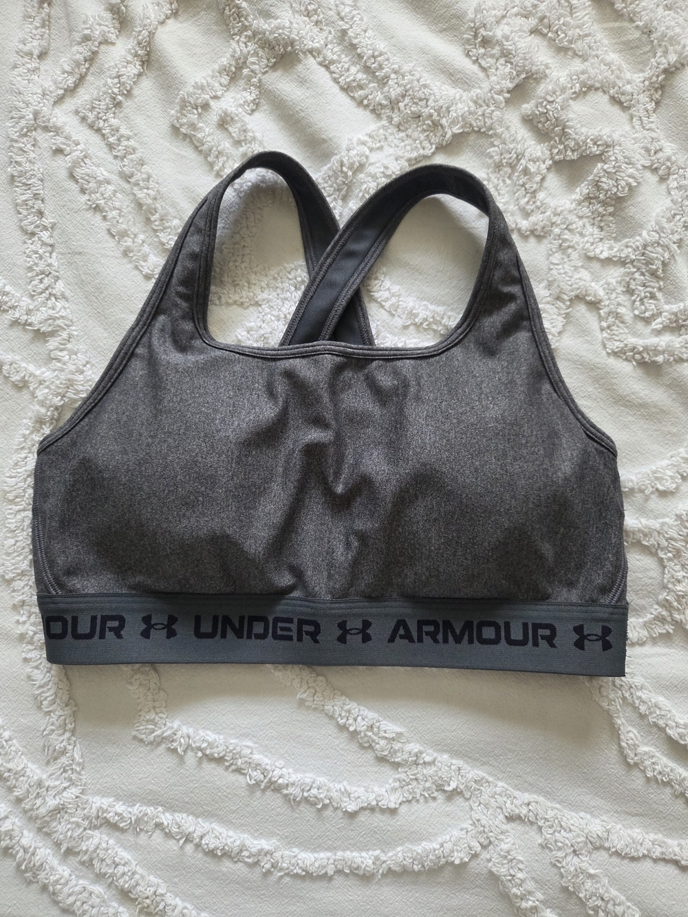 Under Armour Dark Gray Racerback Sports Bra with Branded Band